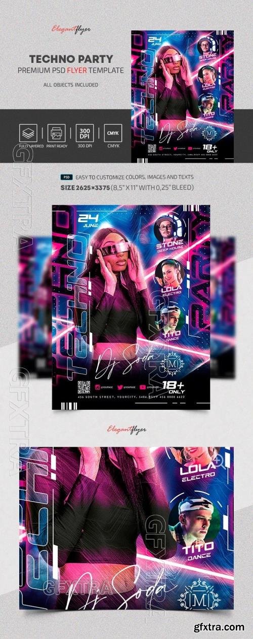 Techno Party Flyer - Premium Flyer template (PSD)