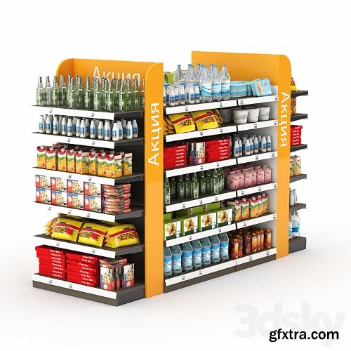 3dsky Pro - Racks for the store with filling.