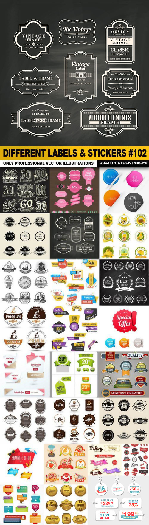 Different Labels &amp; Stickers #102, 25xEPS