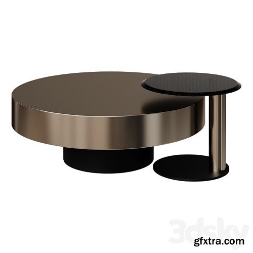 3dsky Pro - Coffee Table Modern Gold & Black 2-Piece Round Nesting Coffee Table Set with Tempered Glass Top coffee table 3dsky Pro - Coffee Table Modern Gold & Black 2-Piece Round Nesting Coffee Table Set with Tempered Glass Top coffee table