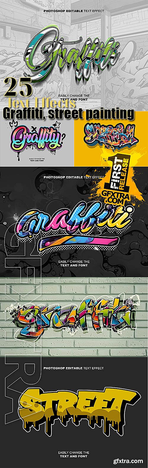 Graffiti, street painting - 25 set of text effects