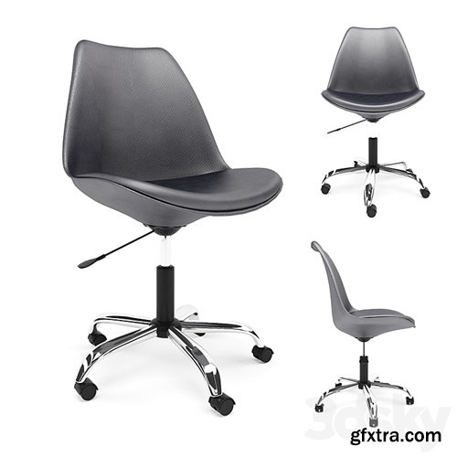 3dsky Pro - Office chair Black Armless Swivel Office Desk Chair with Cushion Seat