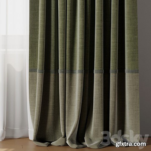 3dsky Pro - Curtain with rod 19 Green curtain HBH
