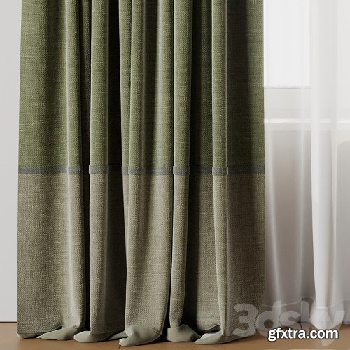 3dsky Pro - Curtain with rod 19 Green curtain HBH