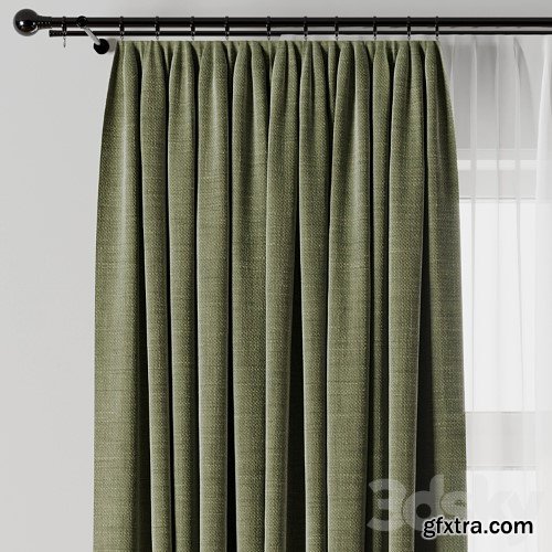 3dsky Pro - Curtain with rod 19 Green curtain HBH