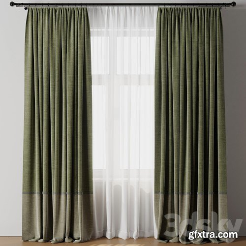 3dsky Pro - Curtain with rod 19 Green curtain HBH