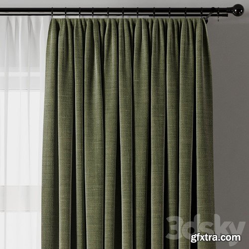3dsky Pro - Curtain with rod 19 Green curtain HBH