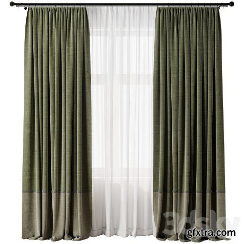 3dsky Pro - Curtain with rod 19 Green curtain HBH