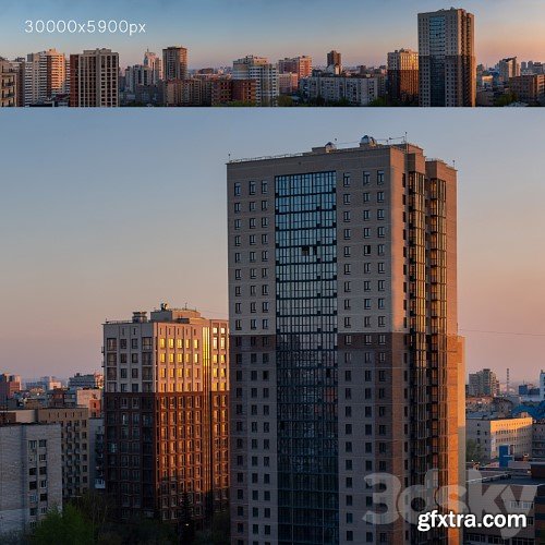 3dsky Pro - Panorama of Novosibirsk from the center in the morning. 30k