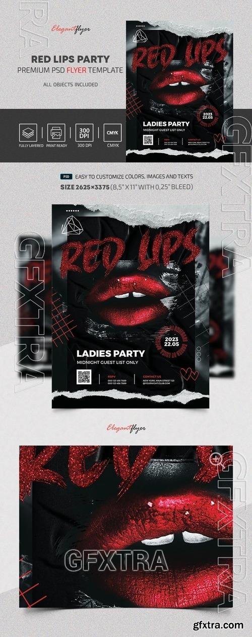 Red Lips Party Flyer - Premium Flyer template (PSD)