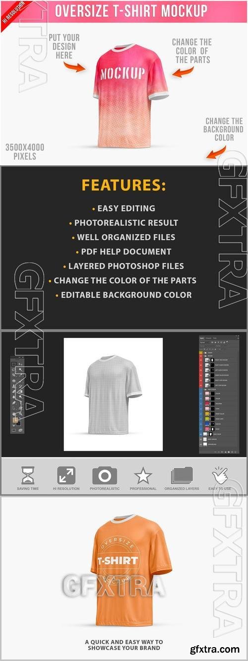 Oversize T-Shirt Mockup Half Side BD89XTJ