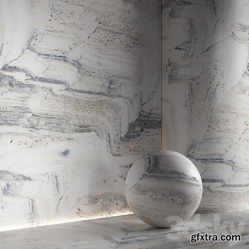 3dsky Pro - Stone material, travertine. 42, pbr, seamless