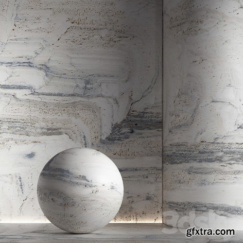 3dsky Pro - Stone material, travertine. 42, pbr, seamless