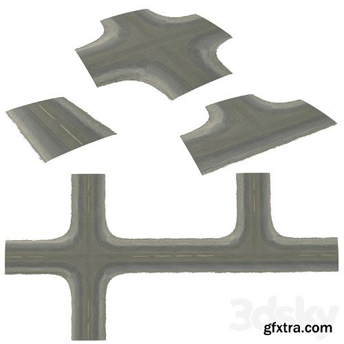 3dsky Pro - Seamless two lane road with crossroads