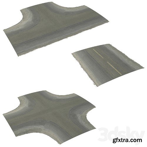 3dsky Pro - Seamless two lane road with crossroads