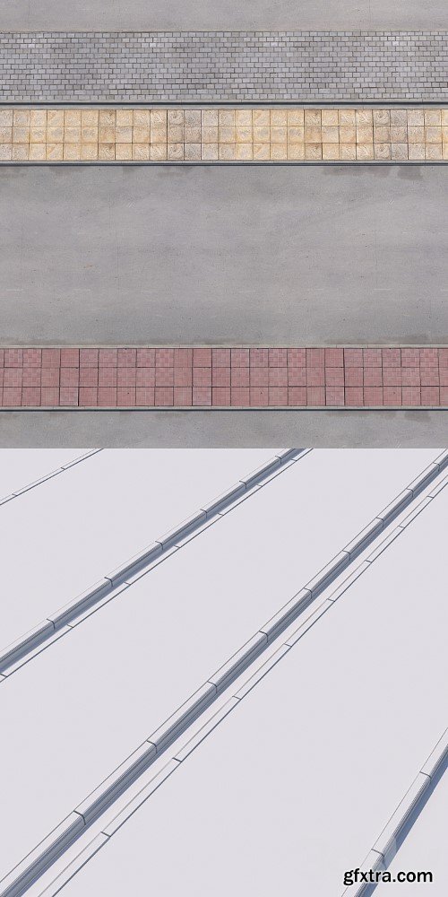 3dsky Pro - 3 variants of pavement with road set_2