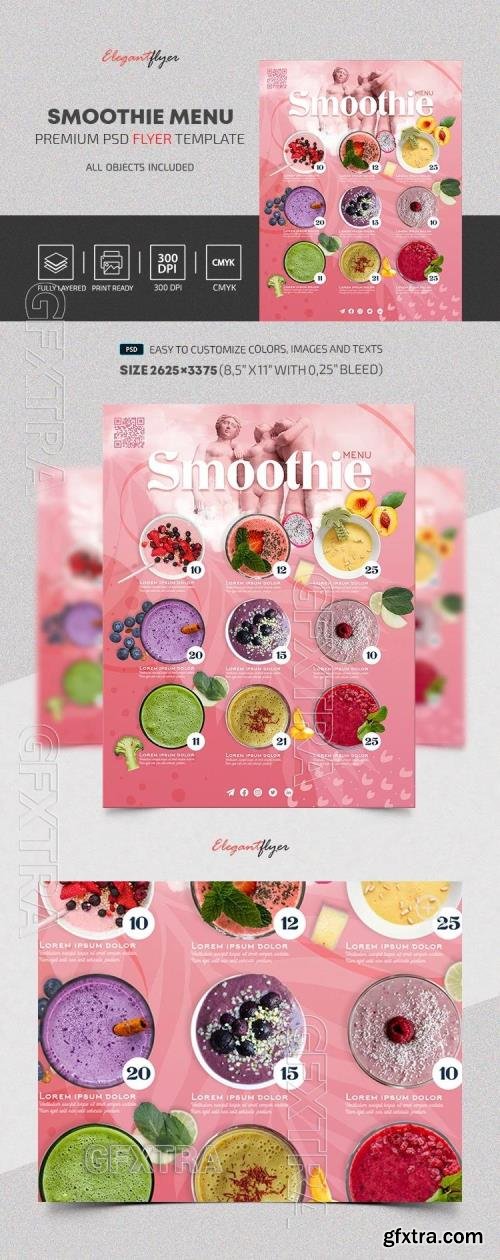 Smoothie Menu Flyer - Premium Restaurant Menu template in PSD