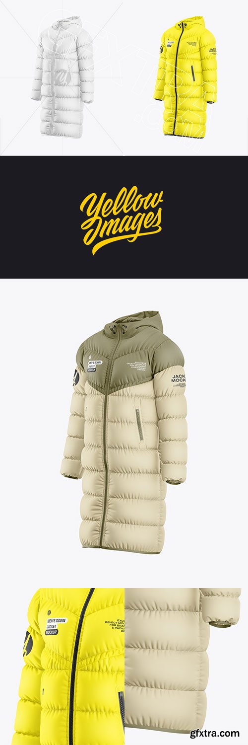 YellowImages - Men\'s Hooded Down Jacket Mockup - Half Side View - 122078