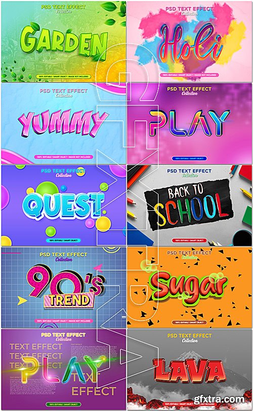 3d Editable PSD Text Effect Collection of 26 files