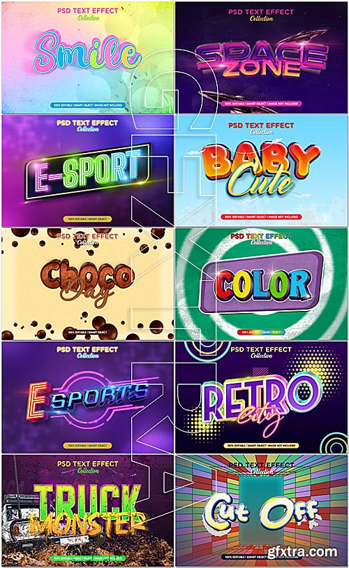 3d Editable PSD Text Effect Collection of 26 files