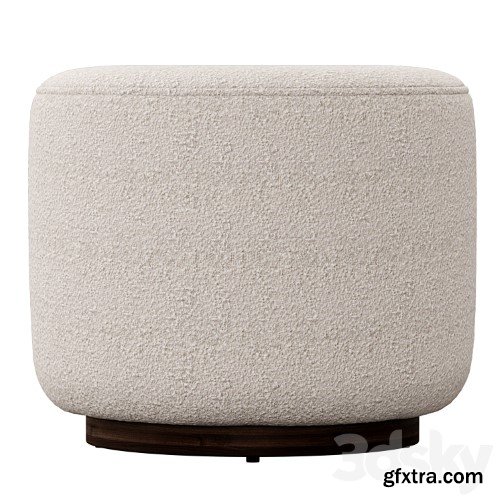 3dsky Pro - Sinclair Round Boucle Ottoman Whistler Oyster Suede by Four Hands