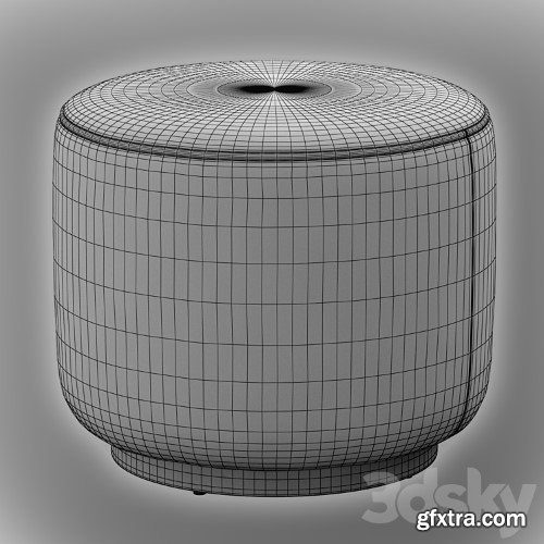 3dsky Pro - Sinclair Round Boucle Ottoman Whistler Oyster Suede by Four Hands