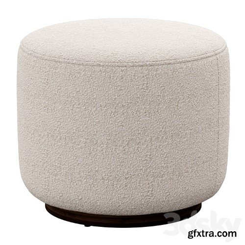 3dsky Pro - Sinclair Round Boucle Ottoman Whistler Oyster Suede by Four Hands