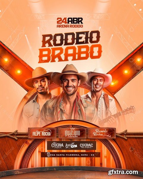 Designi - Flyer Rodeio Brabo Felipe Rocha Gustavo Fernades Ricardo Rocha