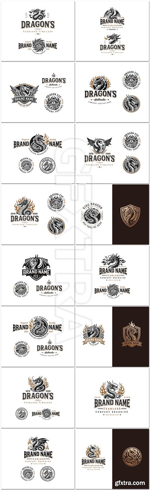 Vintage logo beast dragon fire illustration logo for business company