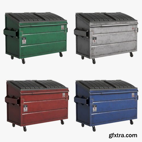 CGTrader - Garbage Dumpster 4 colors VR / AR / low-poly 3d model