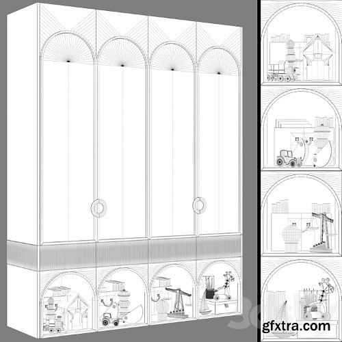 3dsky Pro - Children\'s modular wardrobe in neoclassical style 10