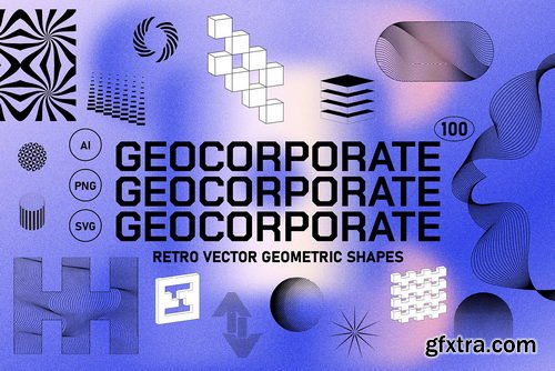 CreativeMarket - GEOCORPORATE Retro Vector Elements - 92437905