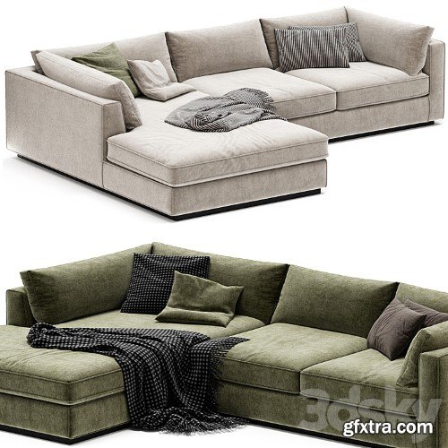 3dsky Pro - Oceanside Deep 2 Piece Left Arm Bumper Sectional Sofa