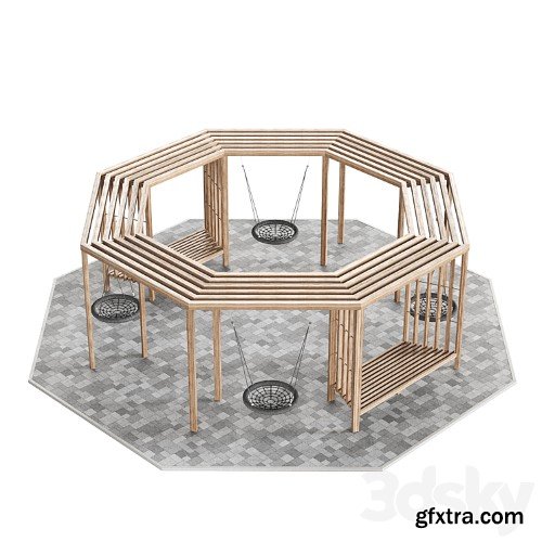 3dsky Pro - Set of pergolas (gazebos, canopies) with swings, benches