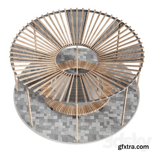 3dsky Pro - Set of pergolas (gazebos, canopies) with swings, benches