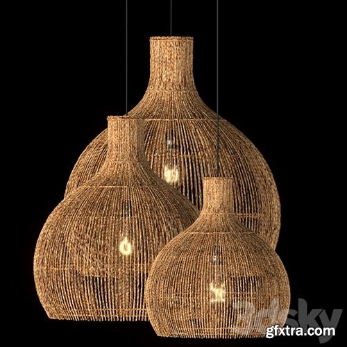 3dsky Pro - Hanging vintage rattan lamp
