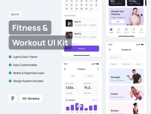 'Sporter - Fitness & Workout App UI Kit'