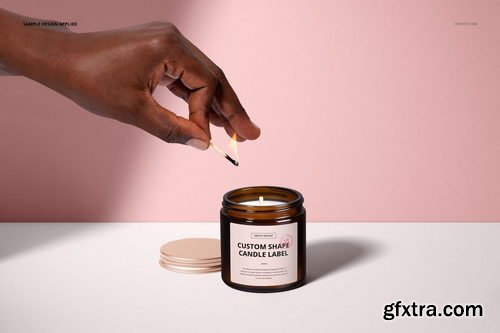 Creatsy - 4oz Amber Jar Candle Mockup Set - Cotton Wick - 1549672789