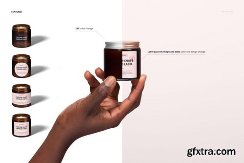 Creatsy - 4oz Amber Jar Candle Mockup Set - Cotton Wick - 1549672789