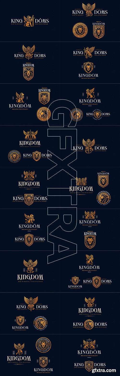 Luxury unique majestic king golden winged lion logo for business company