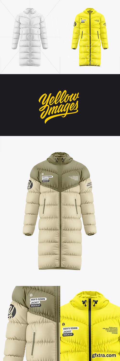 YellowImages - Men\'s Hooded Down Jacket Mockup - Front View - 121941