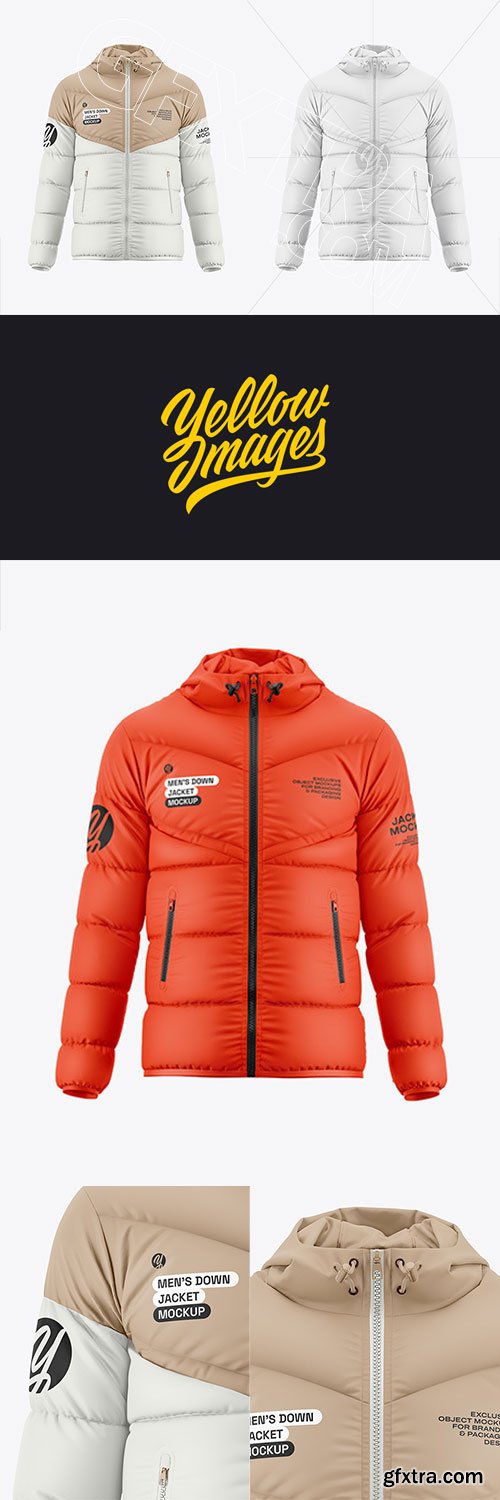 YellowImages - Men\'s Hooded Down Jacket Mockup - Front View - 121844