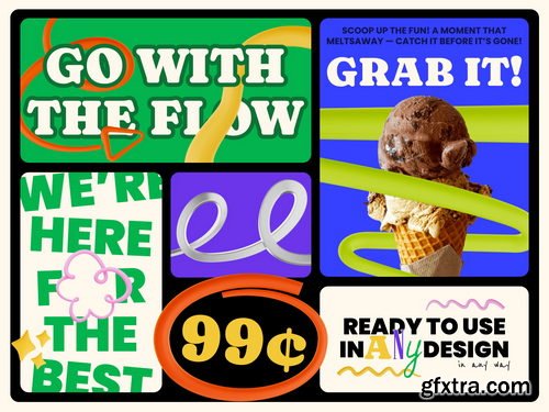 Craftwork Design - Colorful 3D Scribble Elements