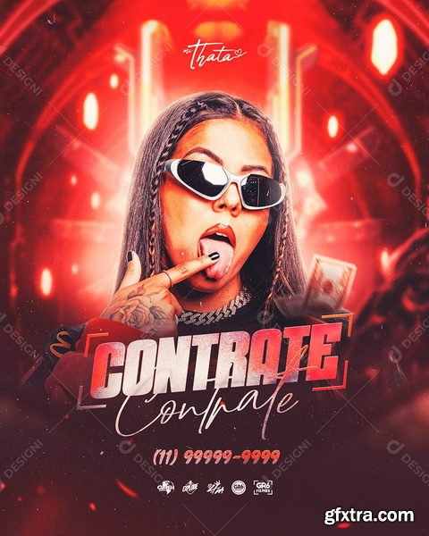 Designi - Flyer Story Contrate Baile Funk Thata Social Media PSD Editável