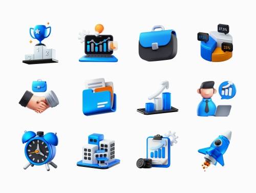 'Professional Business 3D Icons Pack'
