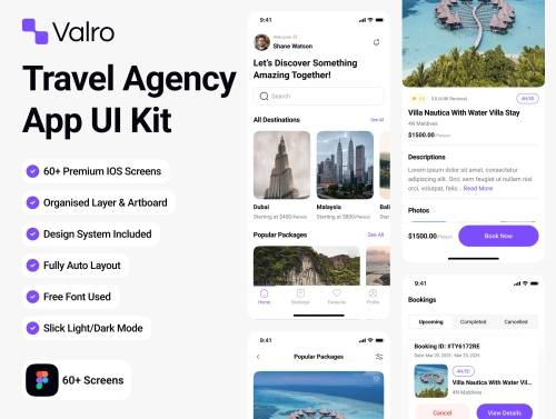 'Valro - Travel Agency App UI Kit'