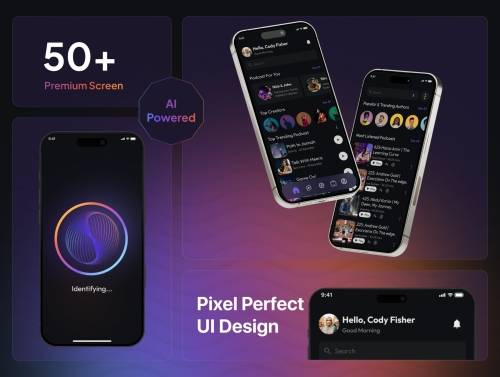 'Wavify – AI Powered Podcast Mobile App UI Kit'