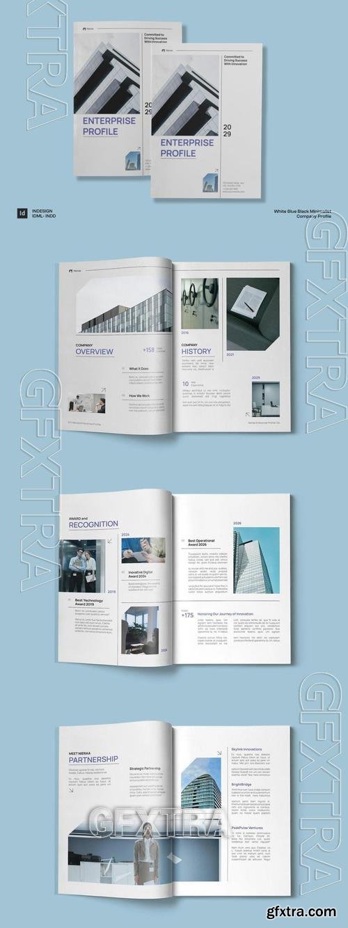 White Blue Black Minimalist Company Profile | 002 CSBFPQC White Blue Black Minimalist Company Profile | 002 CSBFPQC