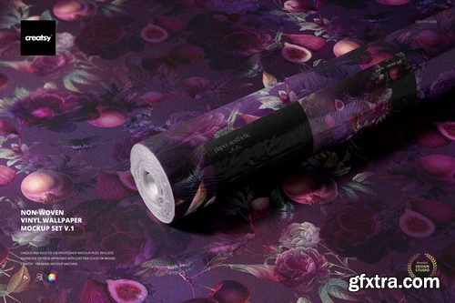 Creatsy - Non-woven Vinyl Wallpaper Mockup Set v.1 - 1384046933