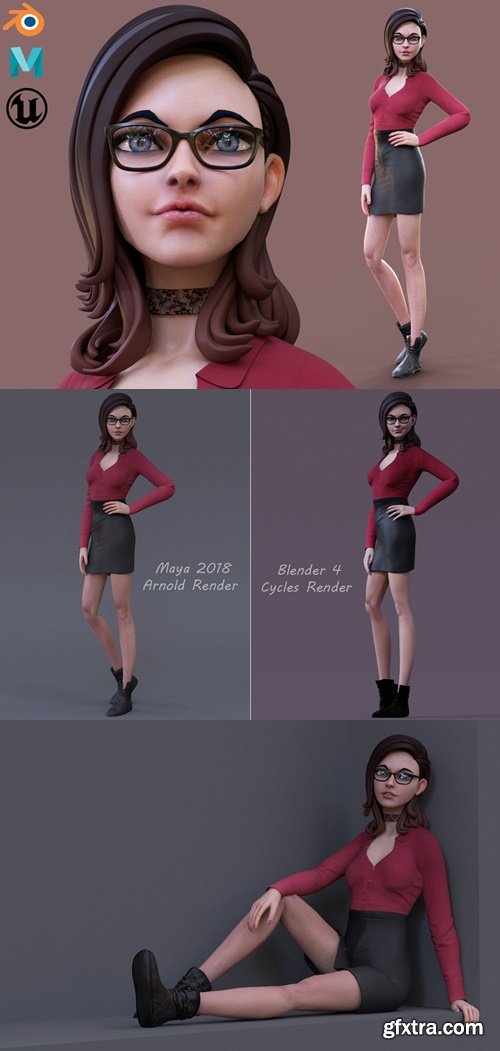 Cgtrader - Cartoon Girl Rig Ver 2 Low-poly 3D model